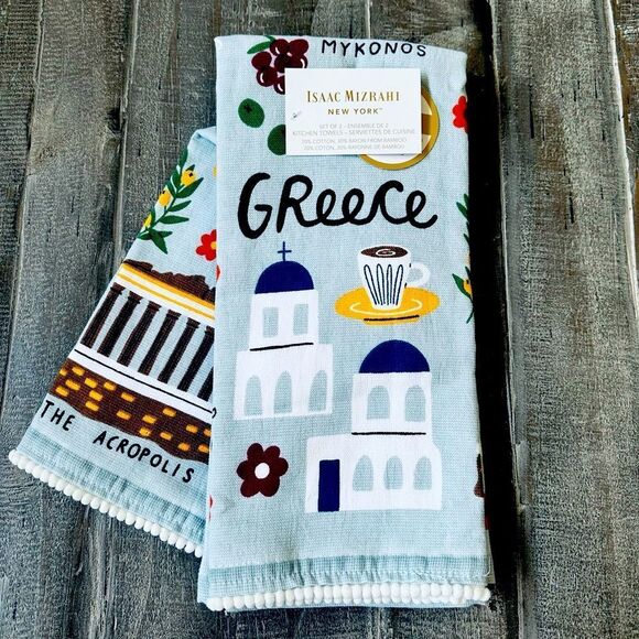 Isaac Mizrahi Greece Santorini Mediterranean Kitchen Dish Towels - Picture 1 of 2